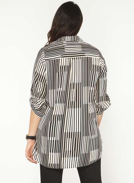 **DP Curve Black Striped Longline Shirt